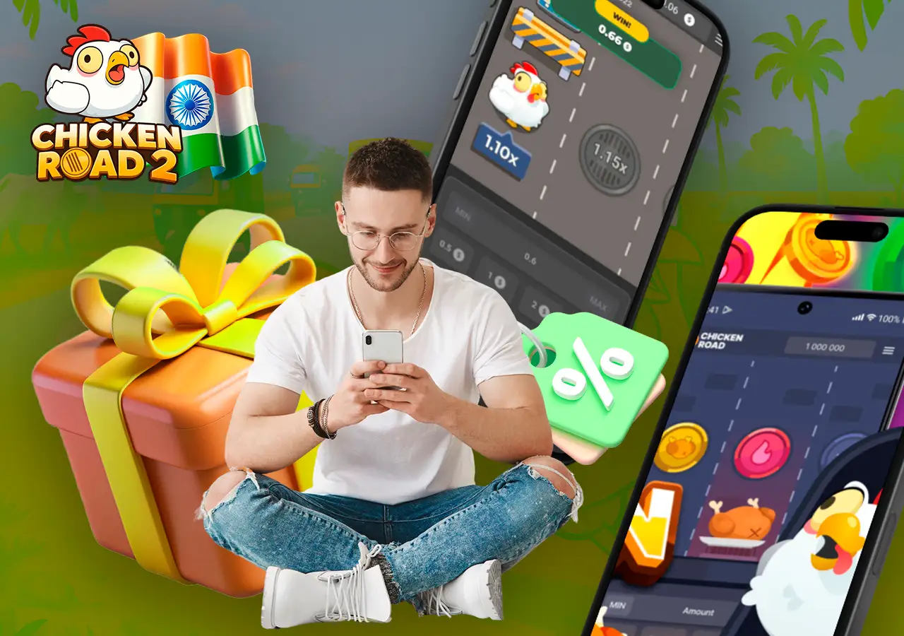 Man apply promo code in Chicken Road app