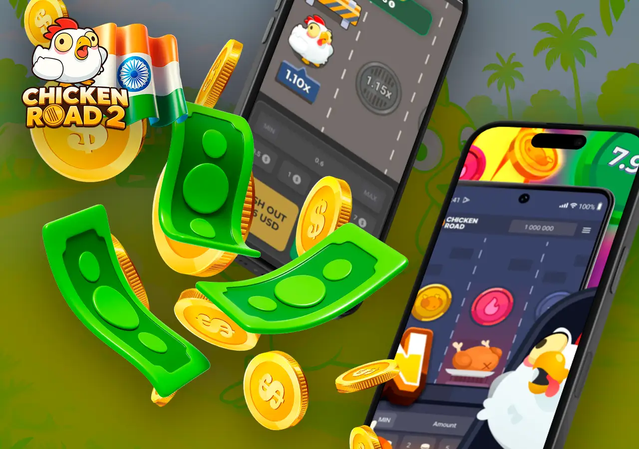 Chicken Road App for real money game in progress with cash icons and betting screen